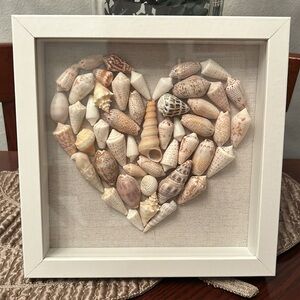 8" x 8" framed Shell Art Heart Arizona Shells